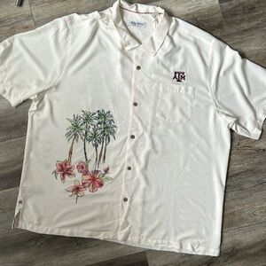 NWT Tommy Bahama shirt Texas A&M baseball silk button up 3XL ivory tropical
